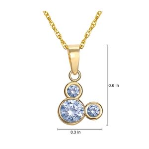 Disney Mickey Mouse 10kt Gold Blue Cubic Zirconia Pendant, 16" + 2" Gold Filled